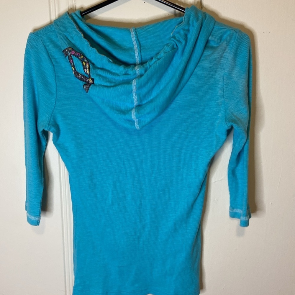 BILLABONG Girls Zip Up Sweatshirt/Hoodie Teal Size XL - Picture 3 of 9